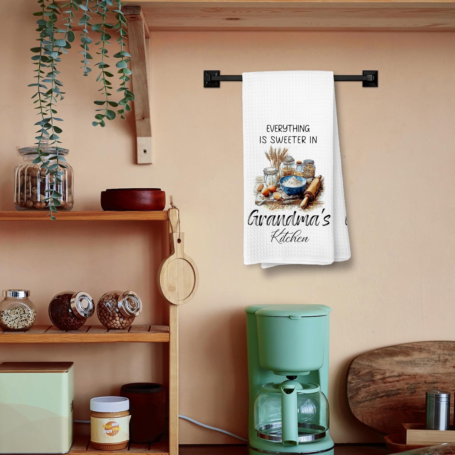 Voatok Grandma Kitchen Towels, Grandma Gifts for Christmas Birthday from Grandkids Hand Towels, Best Grandmother Gifts from Granddaughters Grandsons Dish Tea Towels for Kitchen, 16x24 Inches - Image 2