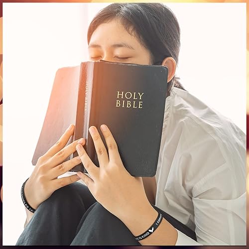 Miniatura 13 de Minatee 60 pulseras religiosas de silicona a granel con versículos bíblicos, pulseras motivacionales de goma cristiana, pulseras de Jesús, regalos