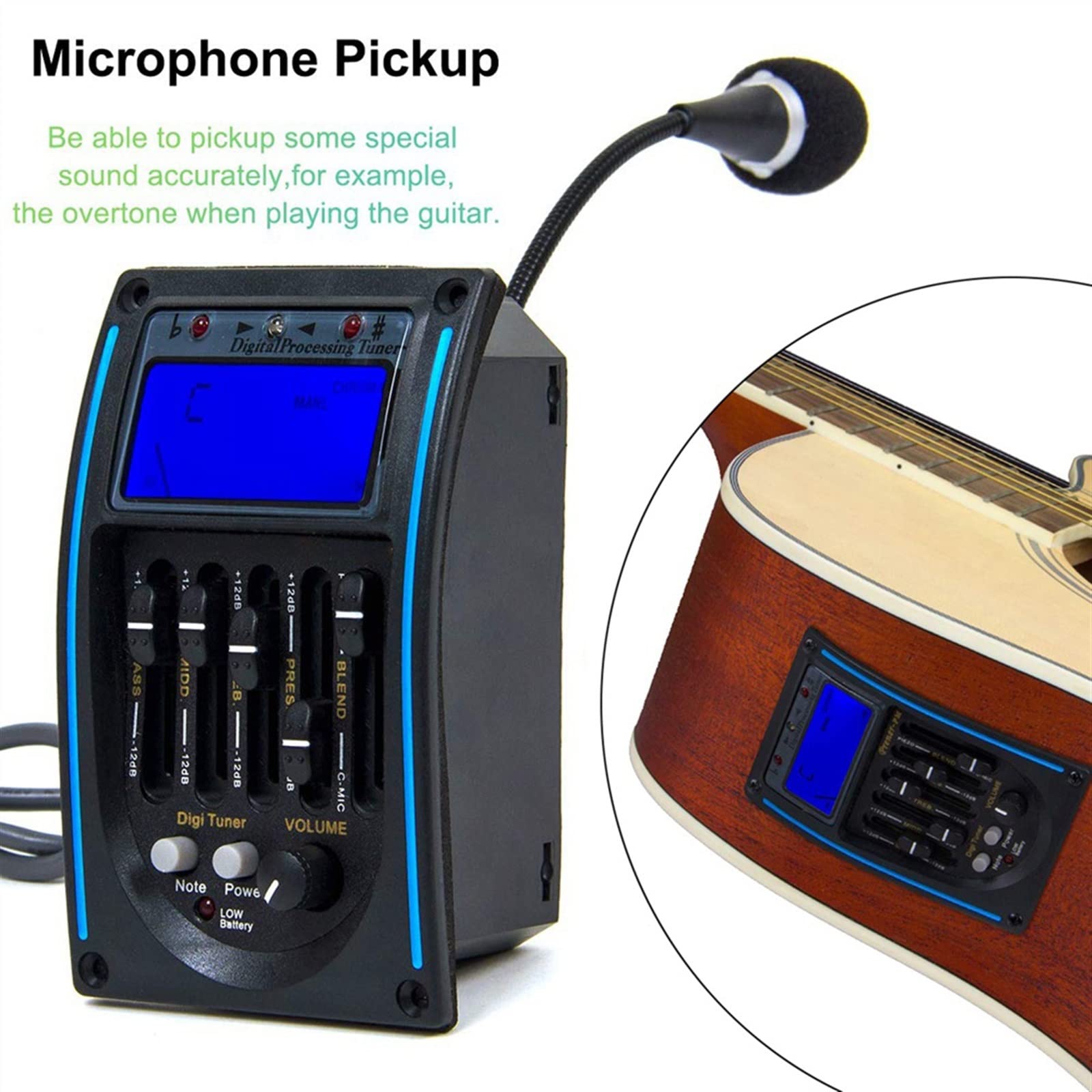 5-Band-EQ-Tonabnehmer Für Akustikgitarre Mit LCD-Bildschirm Und Mikrofon-Tonabnehmer Ersatzteile für Akustikgitarren