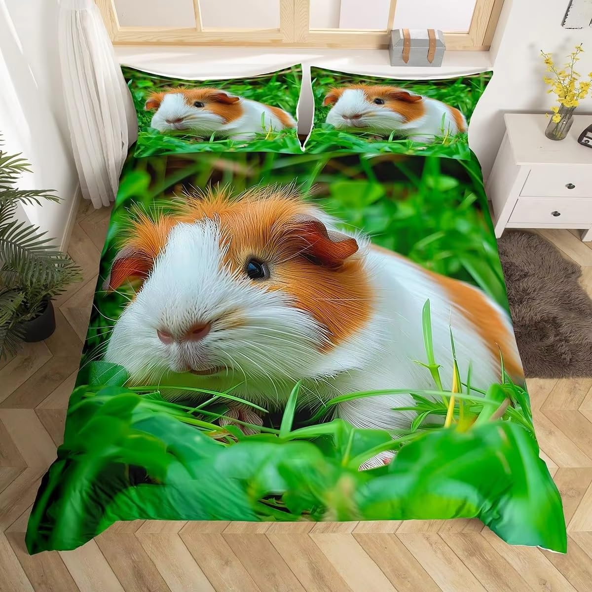 Housse de couette 140x200 cm cochon d'inde en microfibre anti-plis
