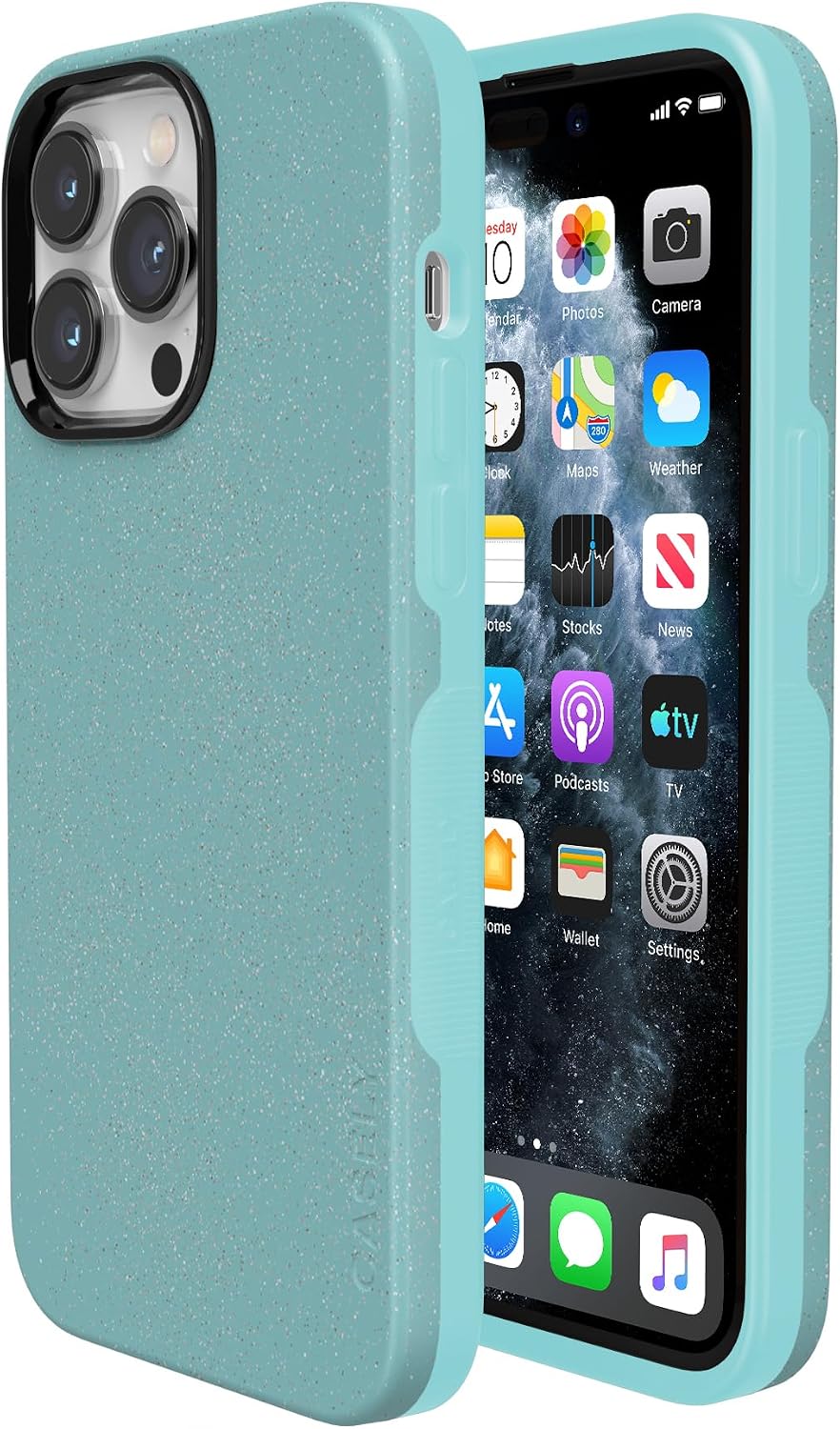 Casely iPhone 14 Pro Case | Aquamarine | Ocean Blue Shimmer | Bold Protective Design | Compatible with MagSafe