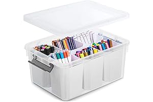 Citylife 17 QT Clear Stackable Classroom Organization Bins with Lids