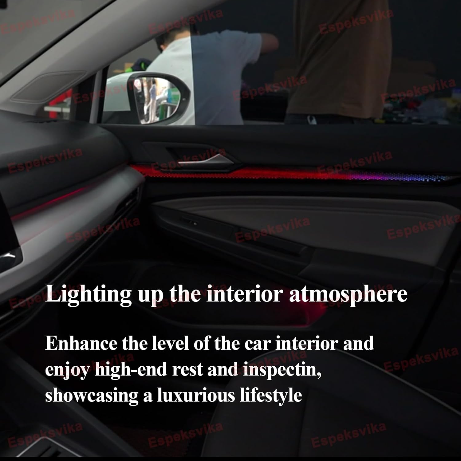 18 in 1 LED Car Dreamcolor Dragon Scale Ambient Lighting Kits for Volkswagen Golf‌ 8 2023-2025, Interior Car Neon Lights Accessories Atmosphere Sound Music Sync Button Wireless APP AI Voice Control