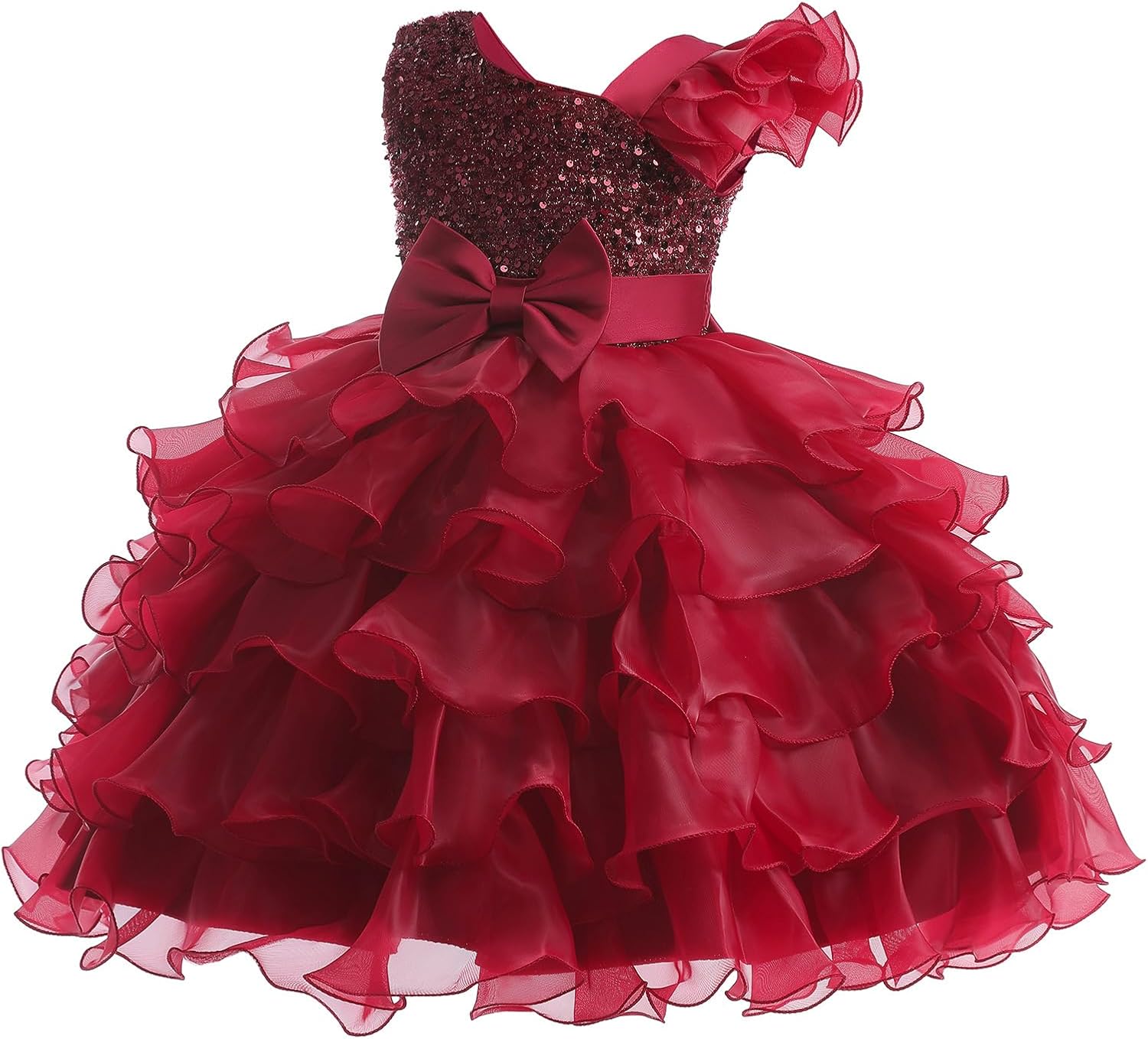 Miipat Girls Pageant Party Dress Ruffle Flower Kids Wedding Ball Gown Sequin Formal Princess Dress 4-9 Years - Image 4