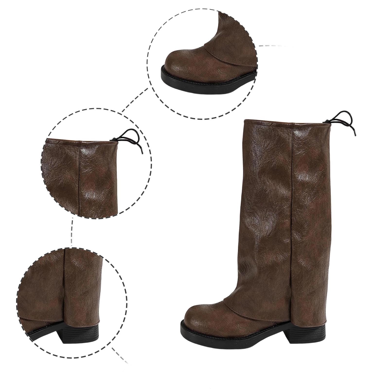 Botas por Encima de la Rodilla Botas Elegantes de Media caña con Parte Superior clásica y Suela cómoda para Uso Diario.