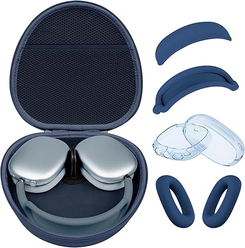 Miniatura 9 de [4 en 1] Funda de silicona para AirPods Max, funda transparente de TPU suave para los oídos, funda para almohadilla para los oídos, funda para la