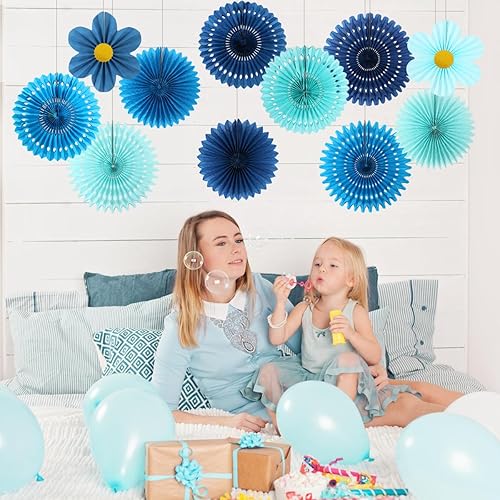 Miniatura 6 de zilue Abanicos de papel para decoración de fiesta, decoración de flores de papel para pared, aula, telón de fondo floral, baby shower, fiesta de