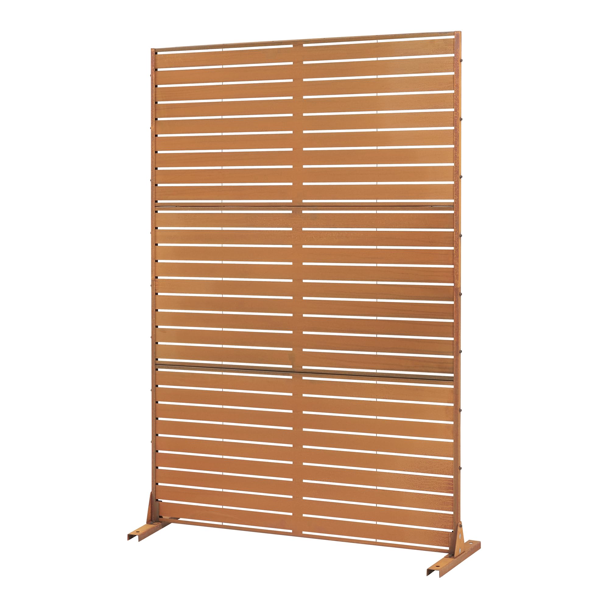 casa.pro Pannello Divisorio da Esterno in Acciaio Corten 180x120 cm Frangivista Decorativo con Doghe Orizzontali per Giardino Terrazzo Balcone Separé Moderno - Marrone Ossidato