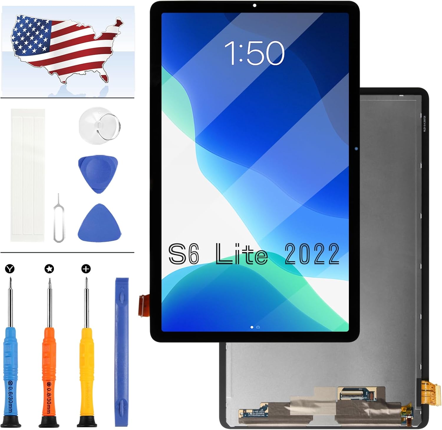 for Samsung Galaxy Tab S6 Lite 2022 10.4" Screen Replacement SM-P613 P619 SM-P619 P613 LCD Display Touch Screen Digitizer Assembly Repair Kit with Tools(Black)