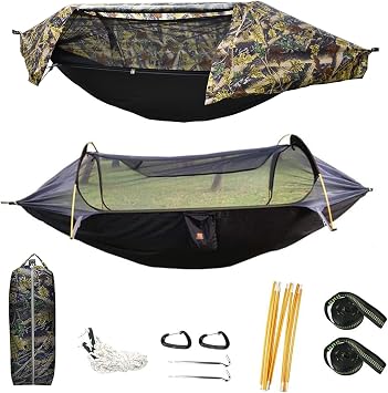 Camping Hammock Tent, Hammock & Ground Tent & Swing 3 in 1with Mosquito Net Waterproof Lightweight Bag