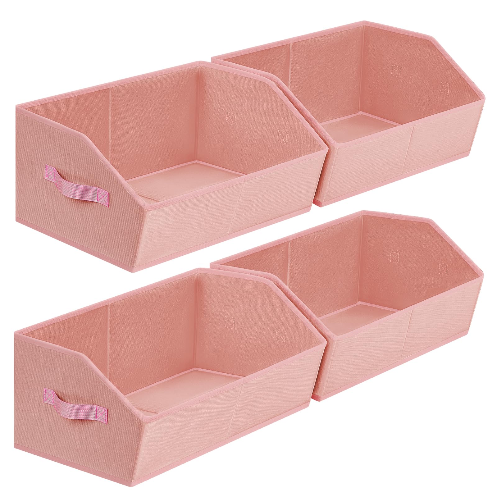 Homsorout Fabric Storage Boxes Cube - Large Wardrobe Storage Organiser with Handles, Foldable Opening Bins for Shelves, Bedroom Organising Clothes, Pants, Toys, Pink, 42x29x20 cm - 4 Pack — image 1