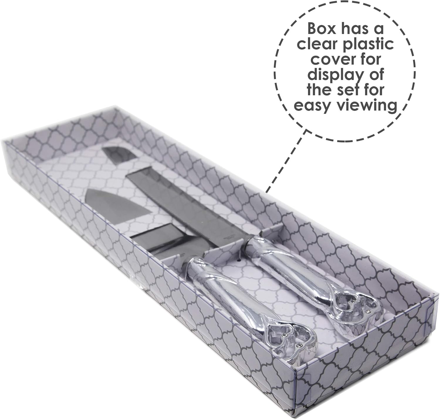 Promo Discount Up To 70% Off Silver Double Heart Wedding Cake Serving Set - Silver Wedding Cake Knife Set