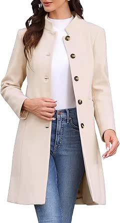 Gabardina Un Solo Botón Abrigo De Mujer Allegra K Con Cuello En Punta - Gabardina De Un Solo Pecho, Elegante Y Calentito Para Invierno Naf Naf Mujer