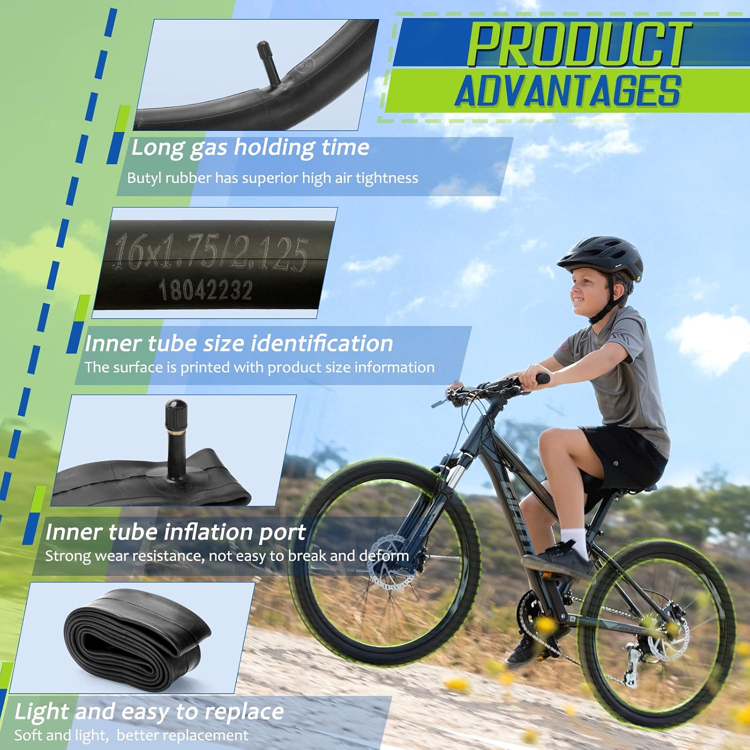 4 Pack 16"/ 20"/ 24"/ 26" Bike Tubes with 2 Tire Levers, Bicycle Inner Tube Schrader Valve Fit 1.75/1.95/2.10/2.125, Bike Inner Tube for Road/MTB/Kids Bike by Hydencamm (4 of One Size)