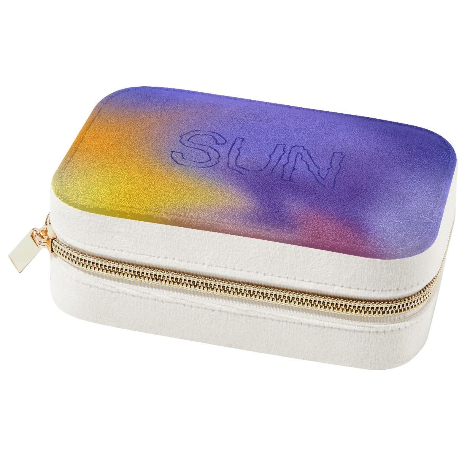 Boîte à bijoux de voyage Sun en cuir synthétique avec velours perlé