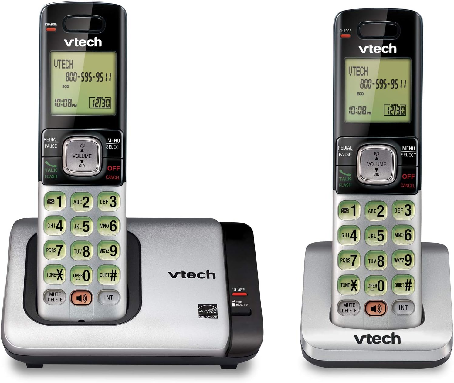 VTech CS6719-2 2-Handset Expandable Cordless Phone with Caller ID/Call Waiting, Handset Intercom & Backlit Display/Keypad, Silver
