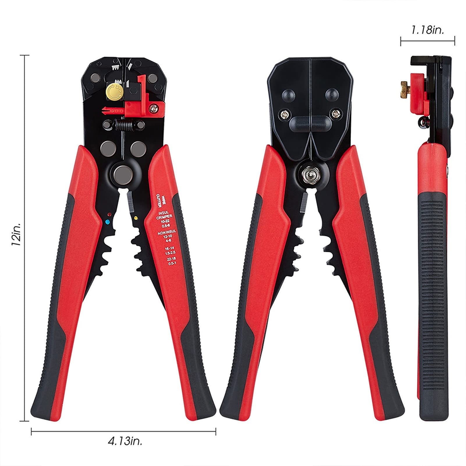 Pelacables Alicates de pelado Cable Stripper Tools Herramientas de mano Terminal de engarce 0.2-6.0mm Multifunción Herramientas de marca automática de alta precisión(Oranje)