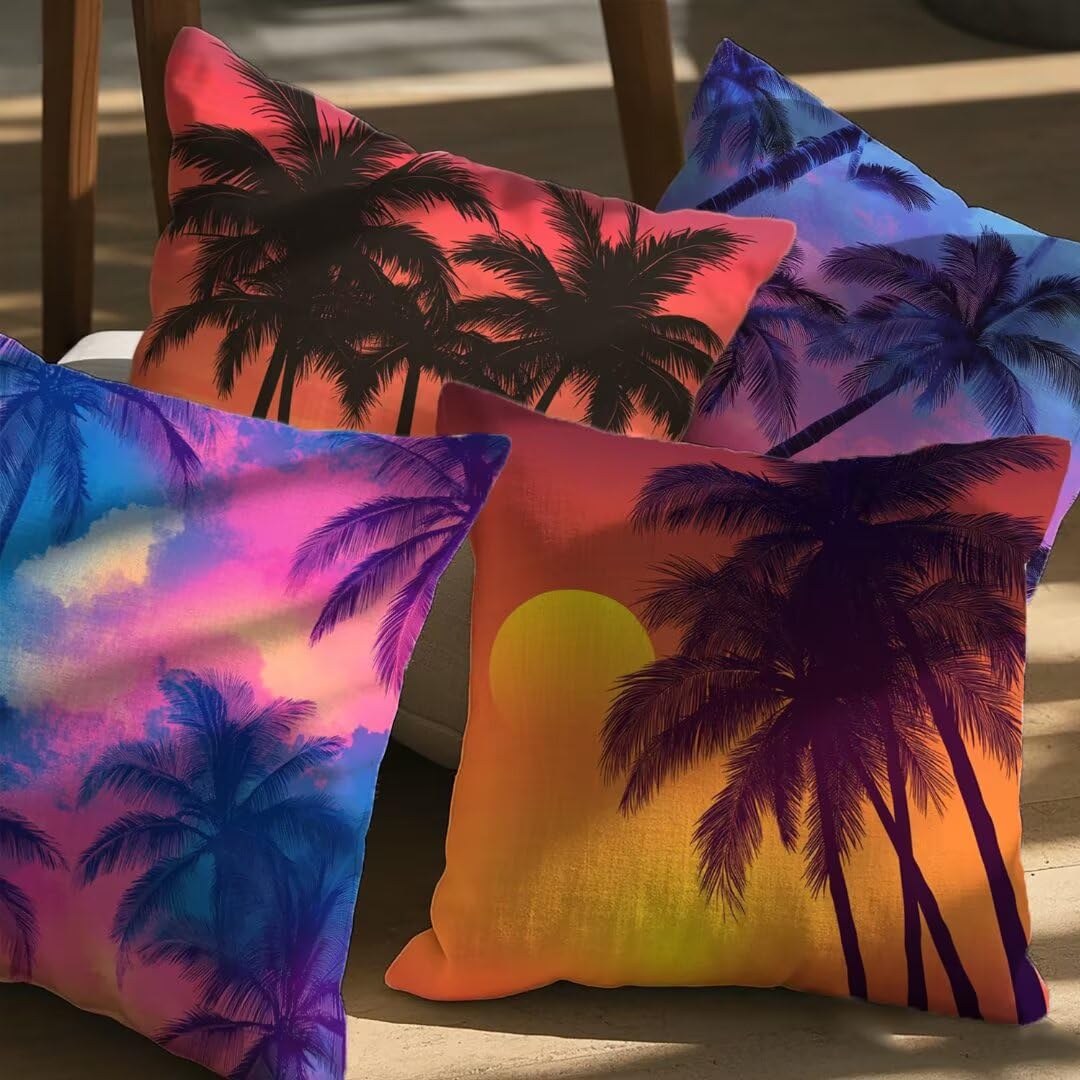 4er Set Kissenbezug 40x40 cm Böhmen Sofakissen aus Leinen Deko Kissenhülle Couchkissen Meer Kissen mit Unsichtbarer Reißverschluss, Kissenbezüge für Wohnzimmer Schlafzimmer Bett Garten Terrasse Ym43