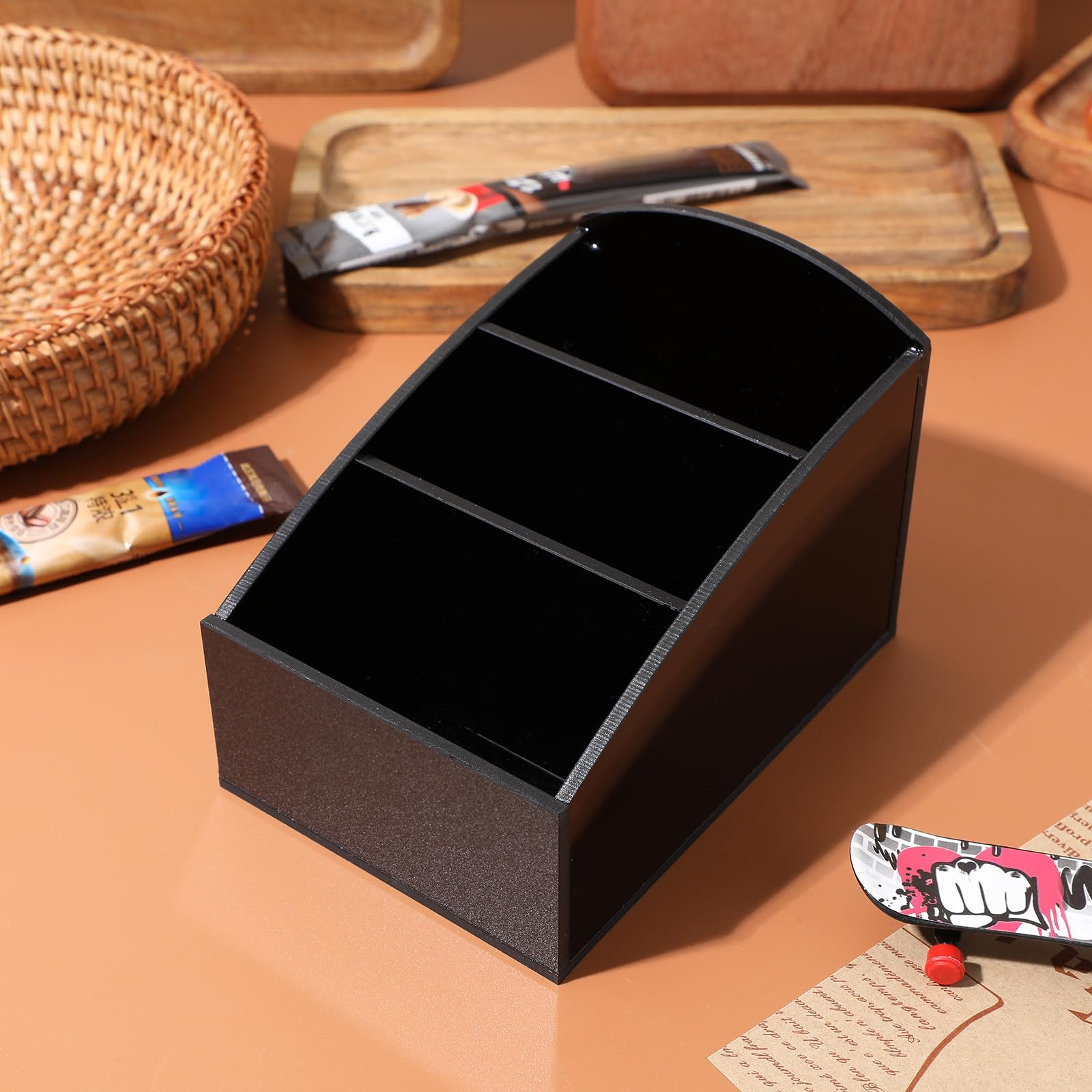 Generico Porta Bustine Design a Scomparti Separati in Acrilico Nero Zucchero Organizer per Cialde Caffe e Bustine Tè per Casa