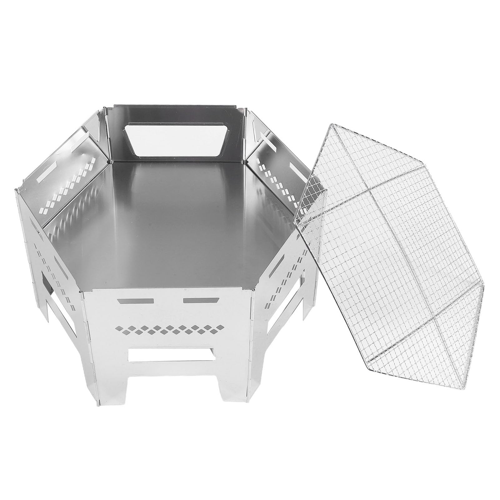 Poêle à Bois Camping, Pliable Portable Robuste Léger en Acier Inoxydable 304 avec Sac Transport pour Randonée Familles Voyageurs Festivals Plein Air