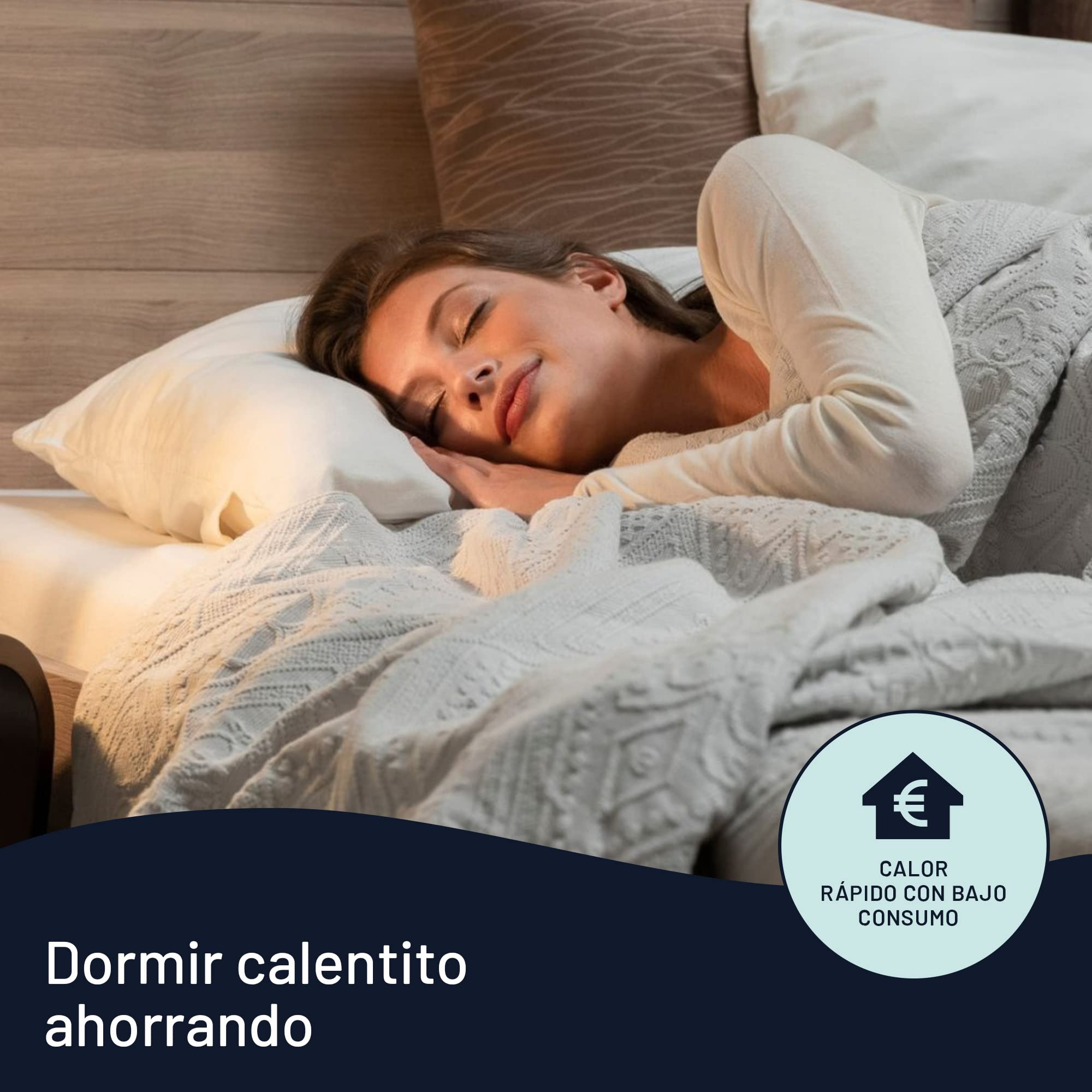 Imetec - Cubrecolchón Scaldasonno Adapto Maxi individual, 195 x 90 cm, calentamiento rápido, temperatura constante y personalizada, tejido hipoalergénico acolchado, mando con 6 temperaturas