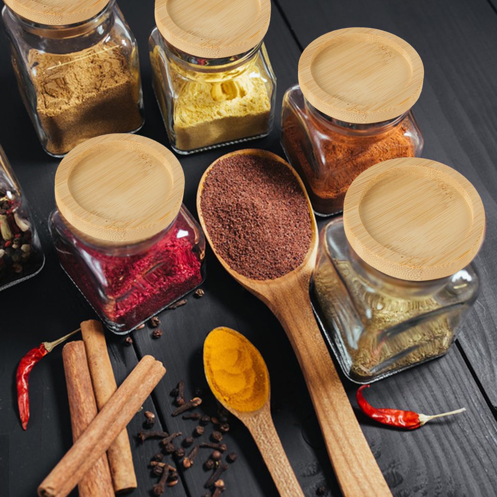 18-Pack Bamboo Lids For Oui Yogurt Jars - Leak Proof With Silicone Seals For Storage