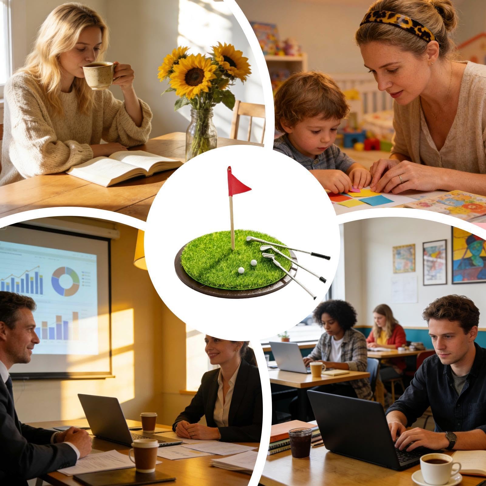 Mini-Desktop-Golfspiel, Tisch-Golfspiel, tragbares Mini-Putting-Green-Spielzeug-Set, tragbares Putting-Green-Spielzeug, PP-Metall, für Büro-Innen-Entspannungs-Kollegen-Schreibtisch-Spielnutzung