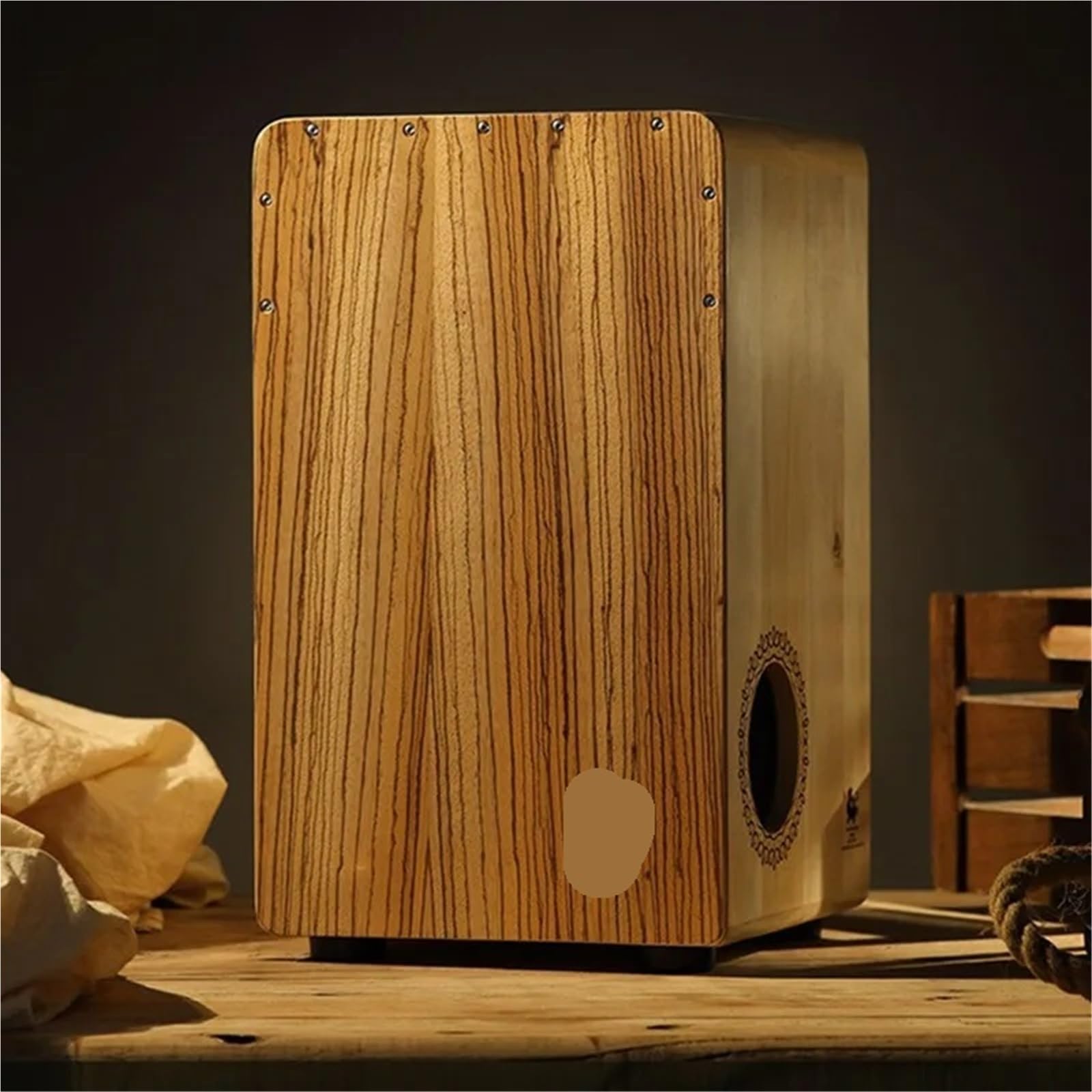 Cajon Cajon in legno massello, tamburo a scatola professionale, tamburello portatile for principianti, strumento musicale da meditazione(Zebrawood 49CN)