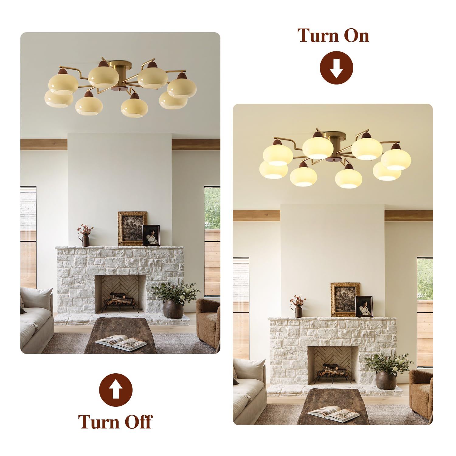 KCO Lighting 8 Luce Globe Sputnik Lampadario Oro Flush Mount Plafoniera Apparecchio Moderno Camera Da Letto Plafoniere Lampadario in Vetro Giallo