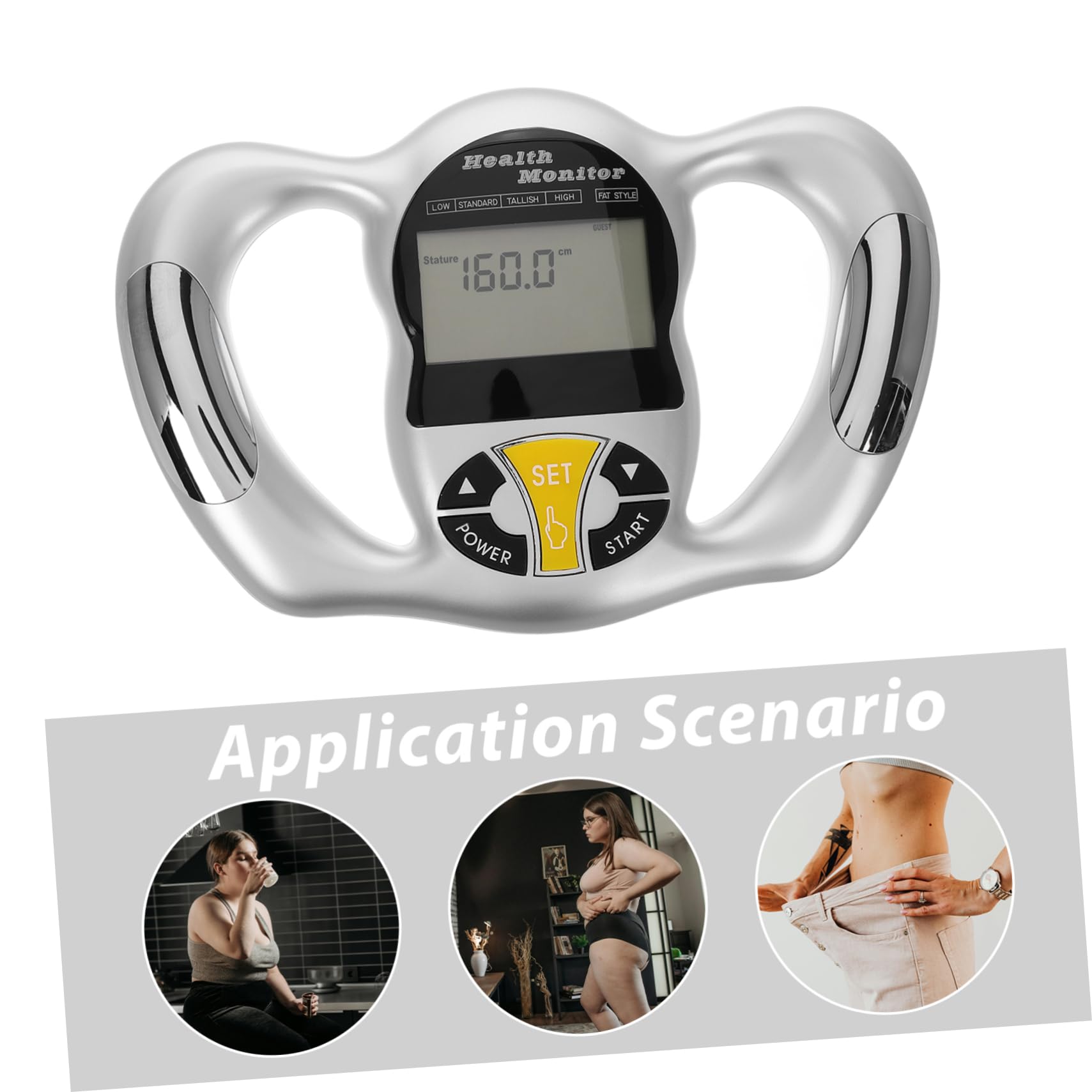 Misuratore Grasso Corporeo Portatile Argento Abs Analisi Bmi | Uso in Movimento, Valutazione Fitness, Tecnologia Avanzata e Design Leggero per Controllo Rapido