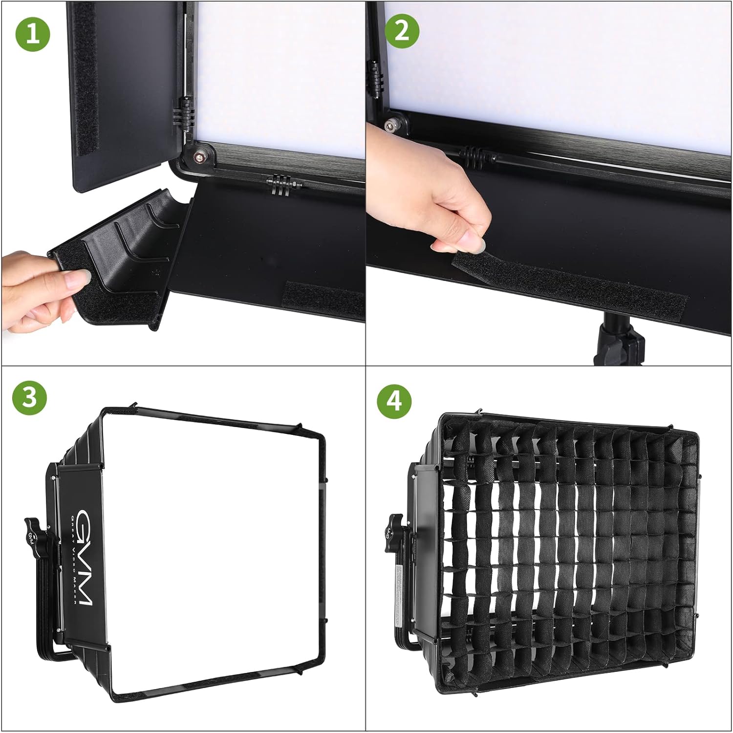 GVM Foldable Softbox Diffuser with Grid Beehive for RGB 1500D Series LED Video Light, Suitable for Studio Lighting, Portrait Photography, Video Lighting, Led Panel