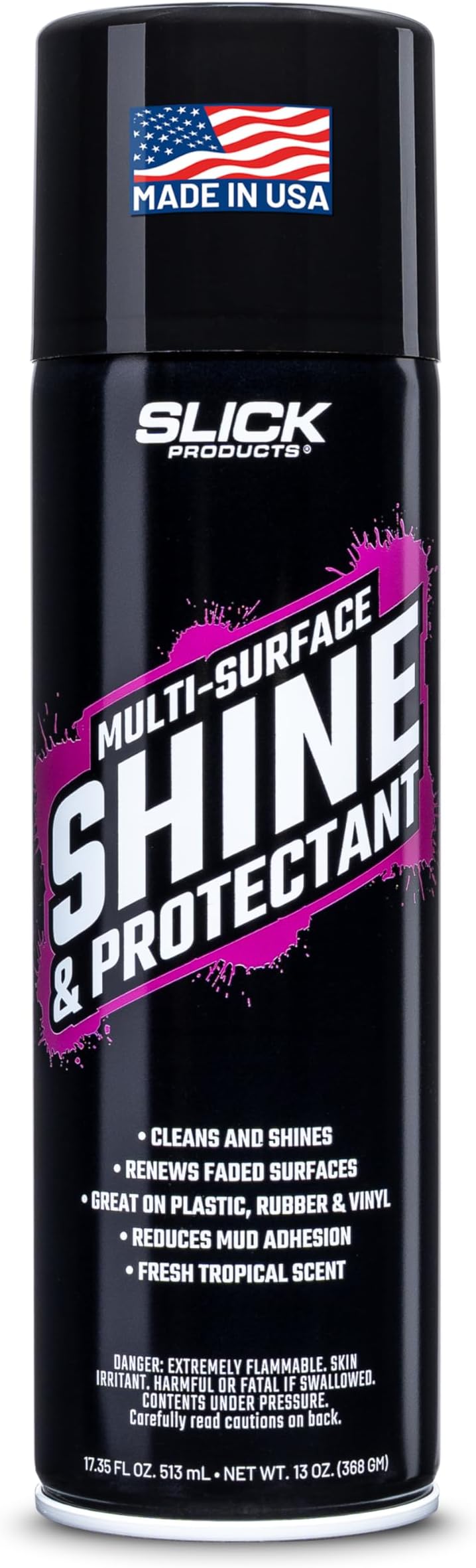 Slick Products Shine & Protectant Spray 17.35 FL OZ. - High Gloss Clear Coating Renew Vinyl, Plastic, Rubber, Trim, Tire, Car, Truck, Motorcycle, Dirt Bike