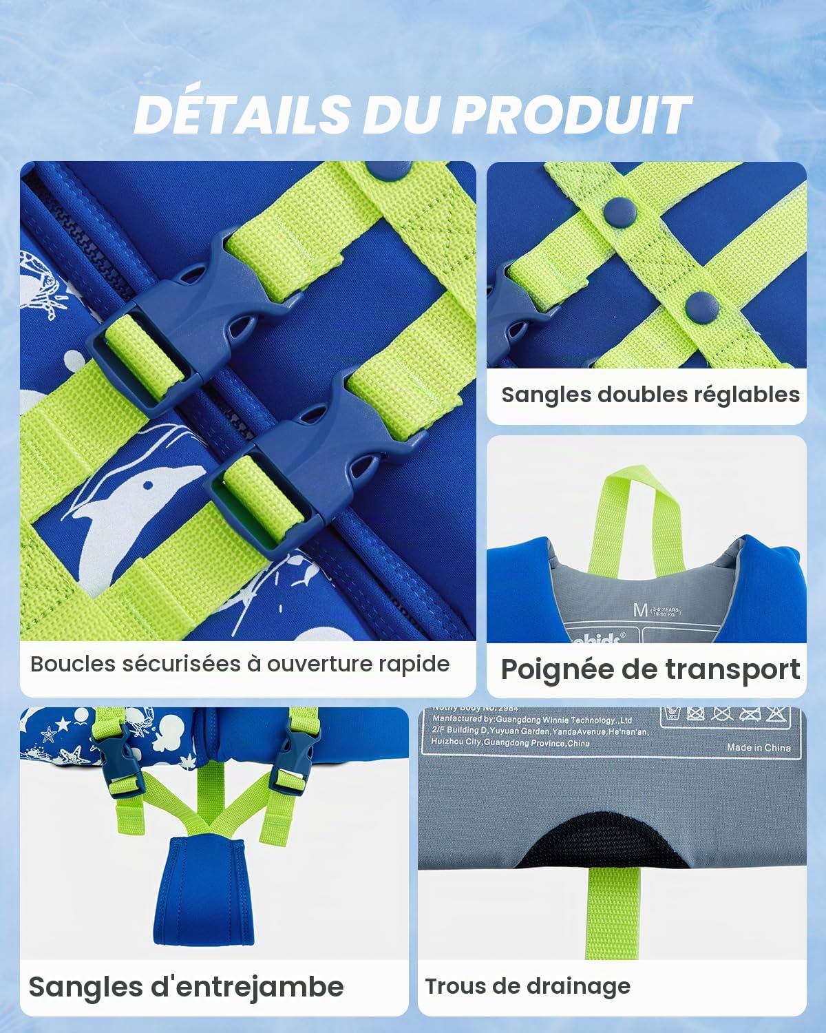 Gogokids Gilet Natation Enfant avec Courroie Réglable Double Couche, Gilet Piscine Enfants de 20-30-40-50-60 Lbs, Gilets de Flottaison de 2,3,4,5,6,7,8 Ans pour Garçons et Filles
