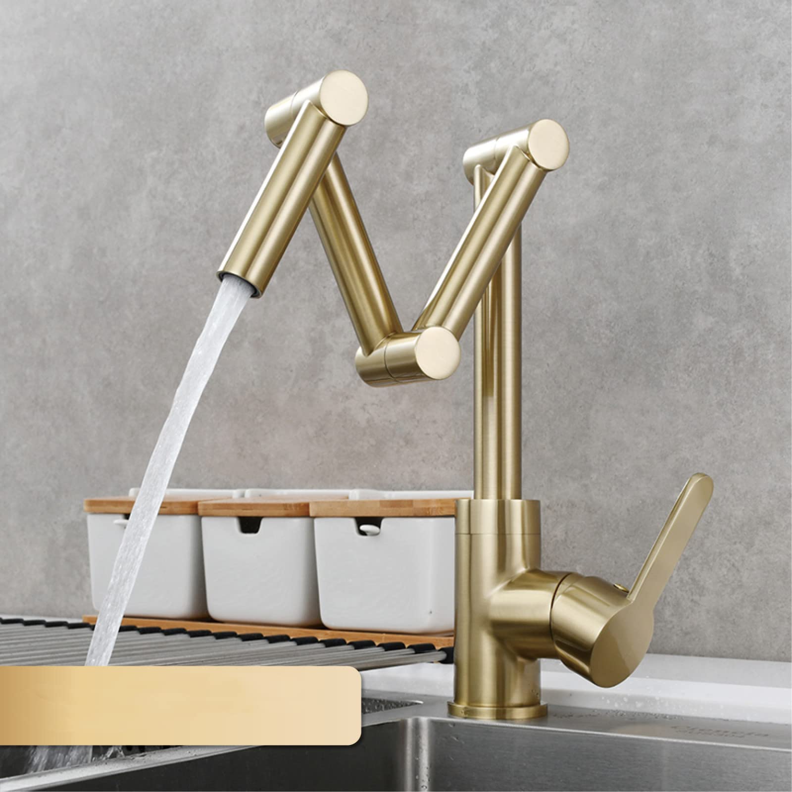 Yjyjy 1 Function Brushed Faucet Brass Pot Filler Faucet Deck Mounted Triple Joint Swing Arm Kitchen Faucet With Hot And Cold Water Brushed Finish Extendable And Foldable Design 2 Functions Tap