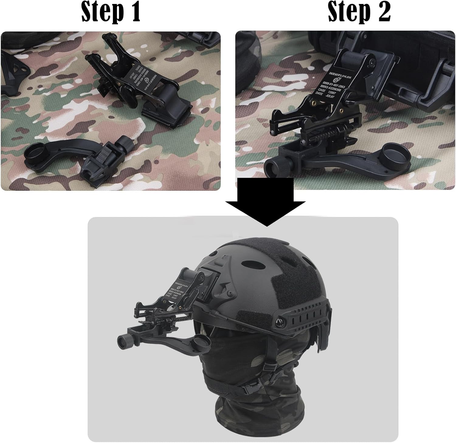 NVG Mount PVS 14 Helmet Mount J Arm Rhino Mount Adapter for Night Vision Goggles PVS14/ PVS7/ PVS15
