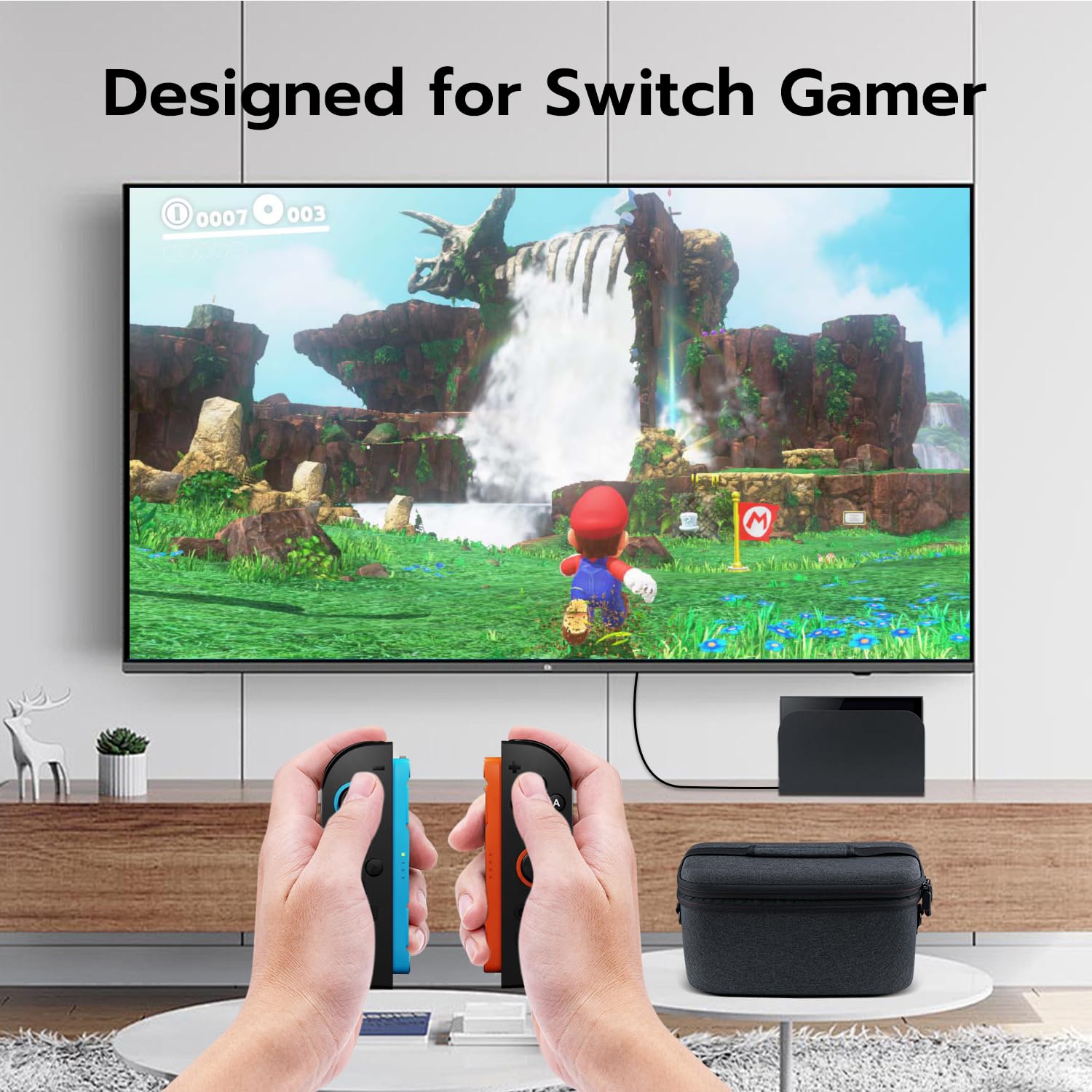Mcbazel Dwuwarstwowa torba ochronna wodoodporna twarda obudowa do konsoli NS Switch 2, kontrolera, gamepada, bazy ładującej i akcesoriów z 24 kartami do gry - ciemnoszary