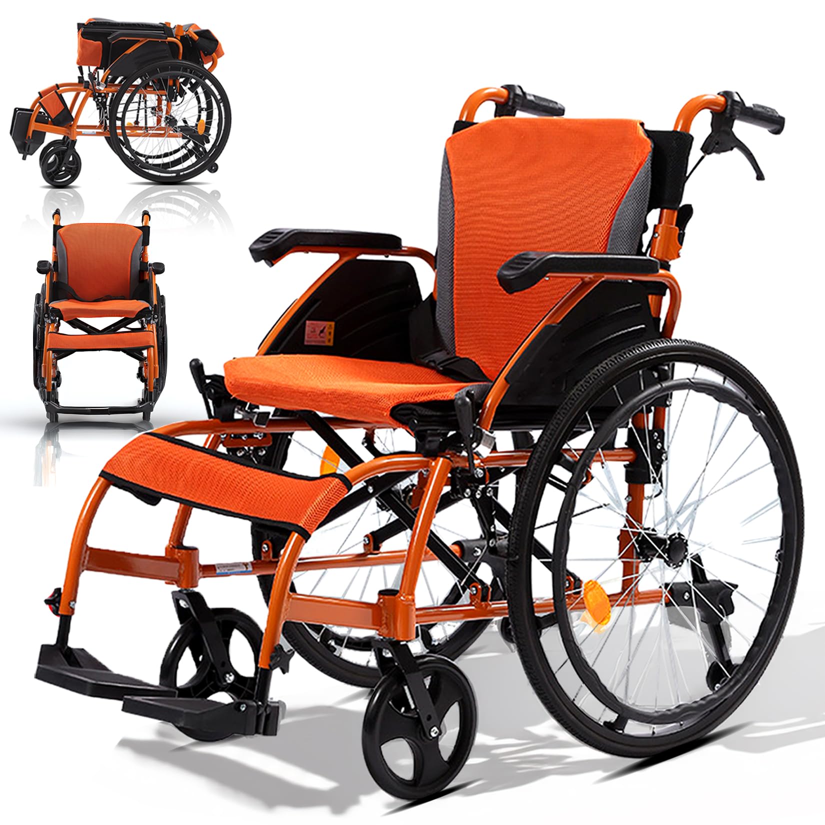 Silla de ruedas de viaje, ligera, de aluminio, plegable y ligera, plegable, ligera, con autopropulsión