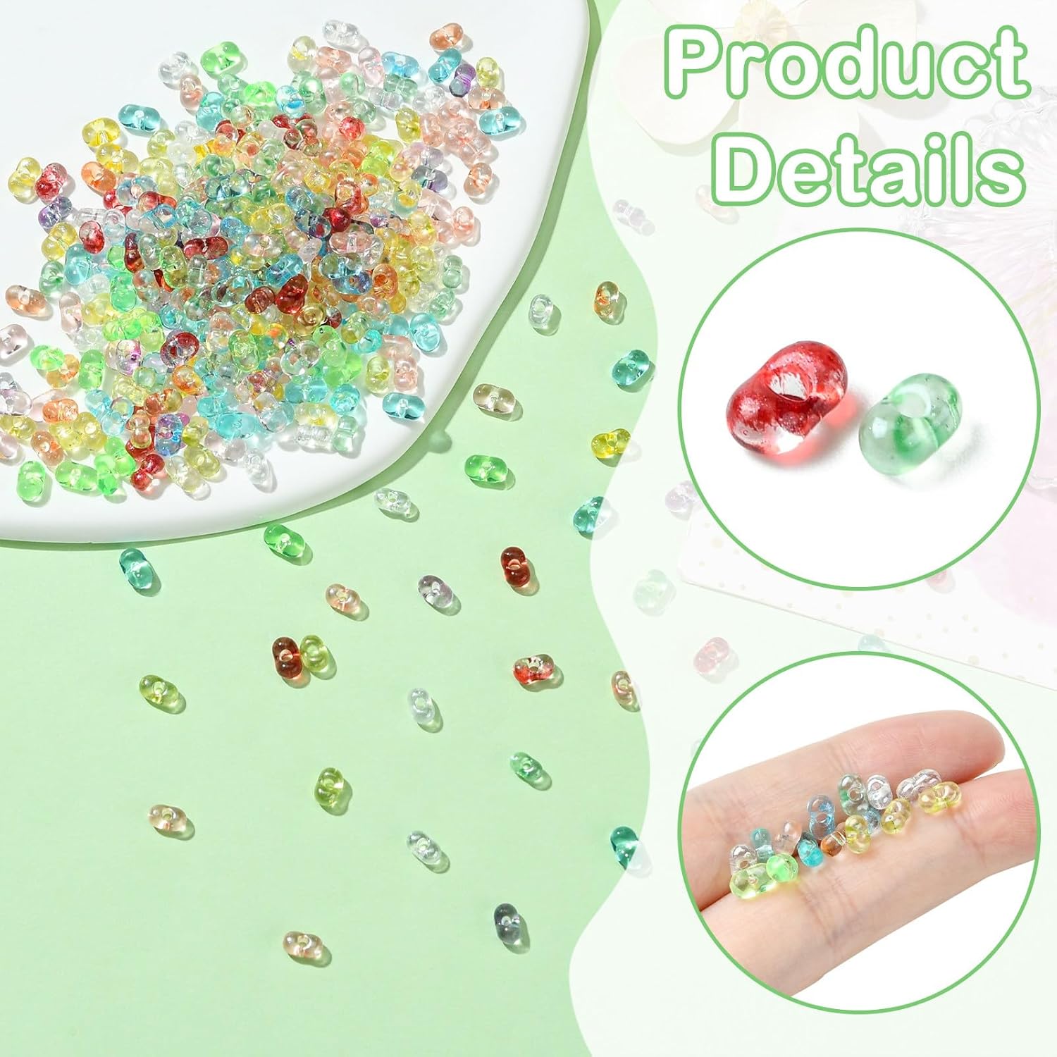 DanLingJewelry 1700Pcs 12 Colors Acrylic & Glass Seed Beads Transparent Peanut Shape Seed Beads for DIY Craft Bracelets Necklace Jewelry Making - Image 3