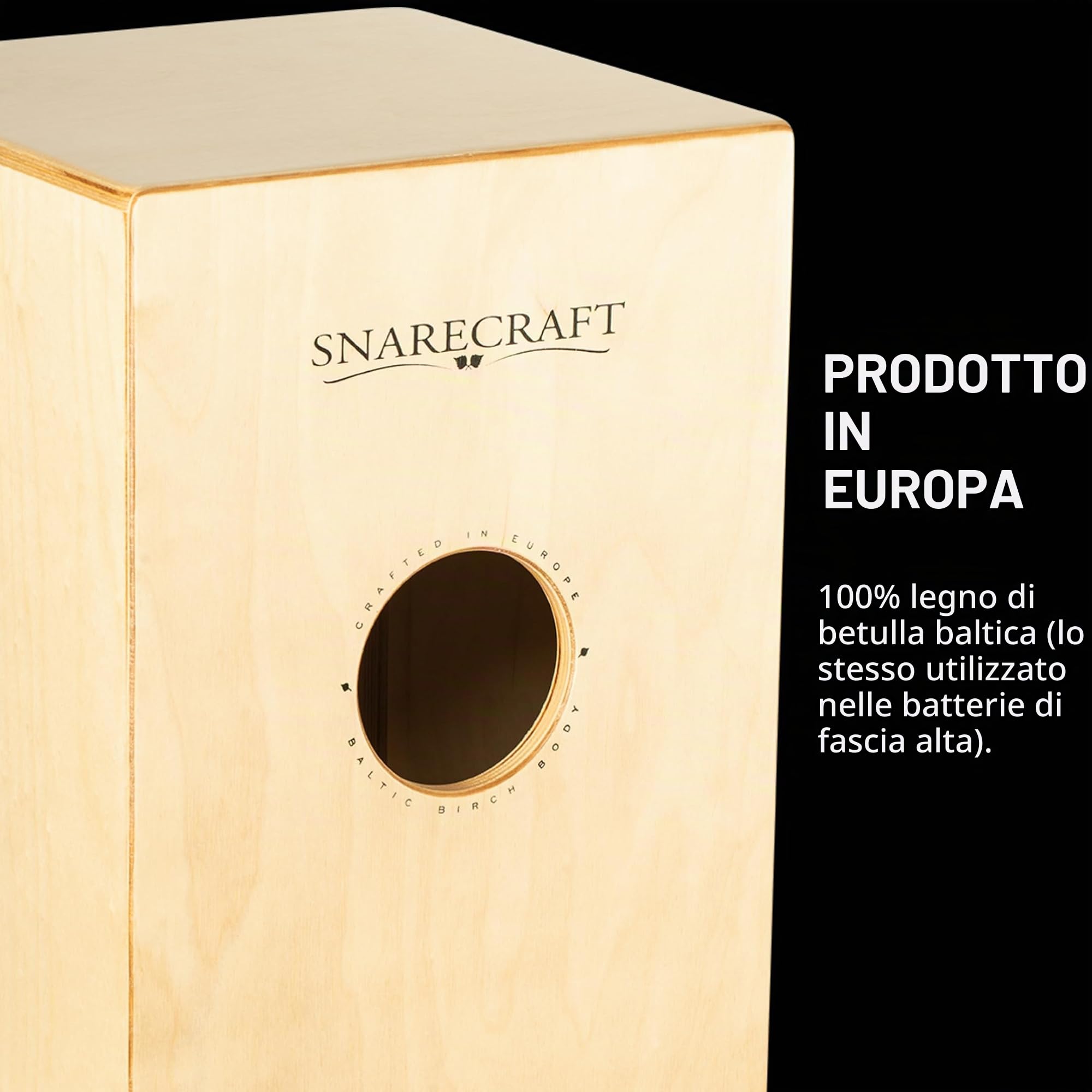 Meinl Percussion Snarecraft Cajon Instrument - Grande Drum Box con 2 Cordiere - Superficie di Suono Radica (SC100BW)