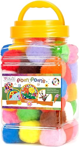 Caydo 100 Pieces 1.5 Inch Pom Poms 15 Colors Large Pom Poms Balls for Crafts for Kids DIY Art Creative Decoration