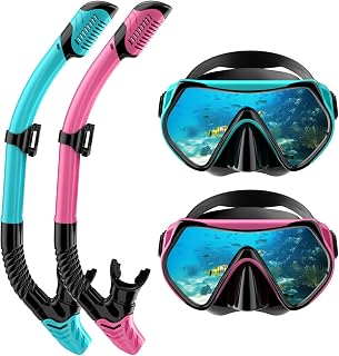 Snorkeling Gear for Adults, Dry-Top Snorkel Set Scuba Diving mask, 180°Panoramic Wide View Professional Snorkeling Gear Breathing Freely Snorkel Mask