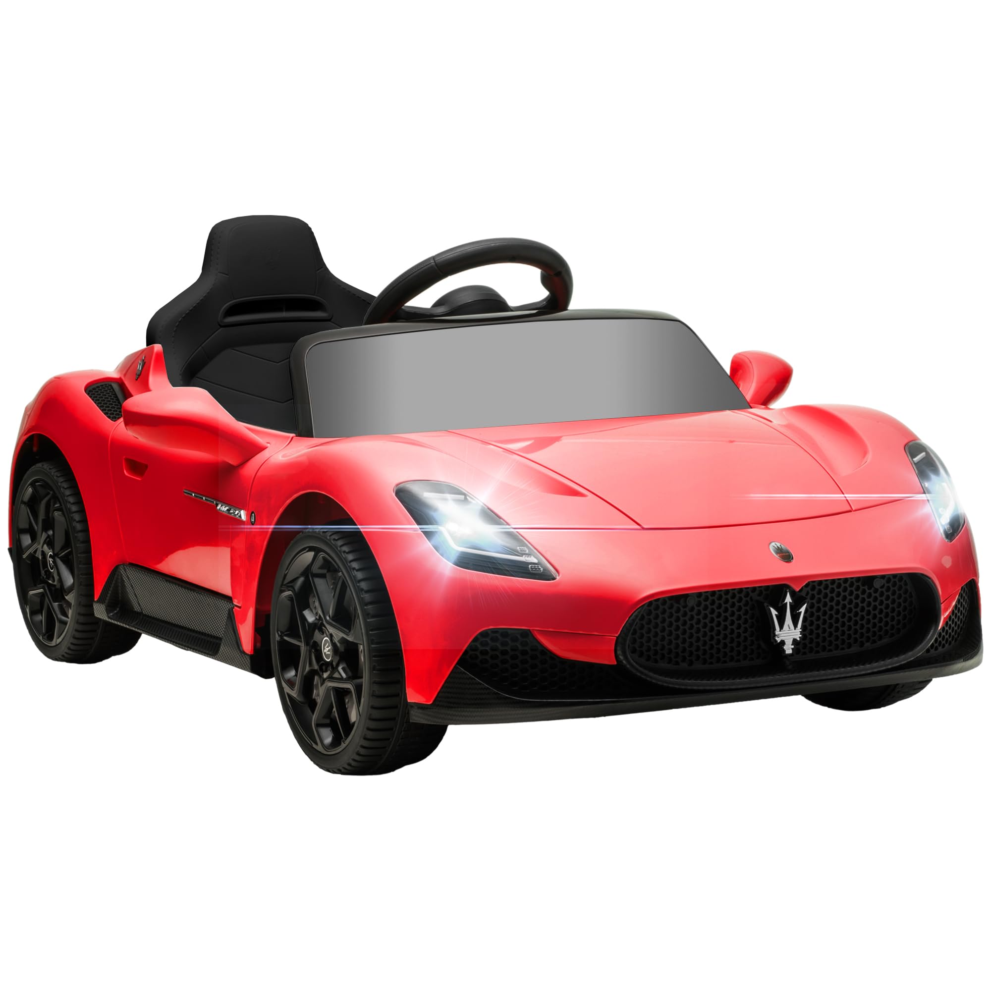 AIYAPLAY Macchina Elettrica per Bambini 3-6 Anni 12V Licenza Maserati MC20, 3-5km/h Auto Elettrica per Bambini con 2 Motori, Sospensioni, Telecomando, Musica, Clacson e Fari LED, Rosso