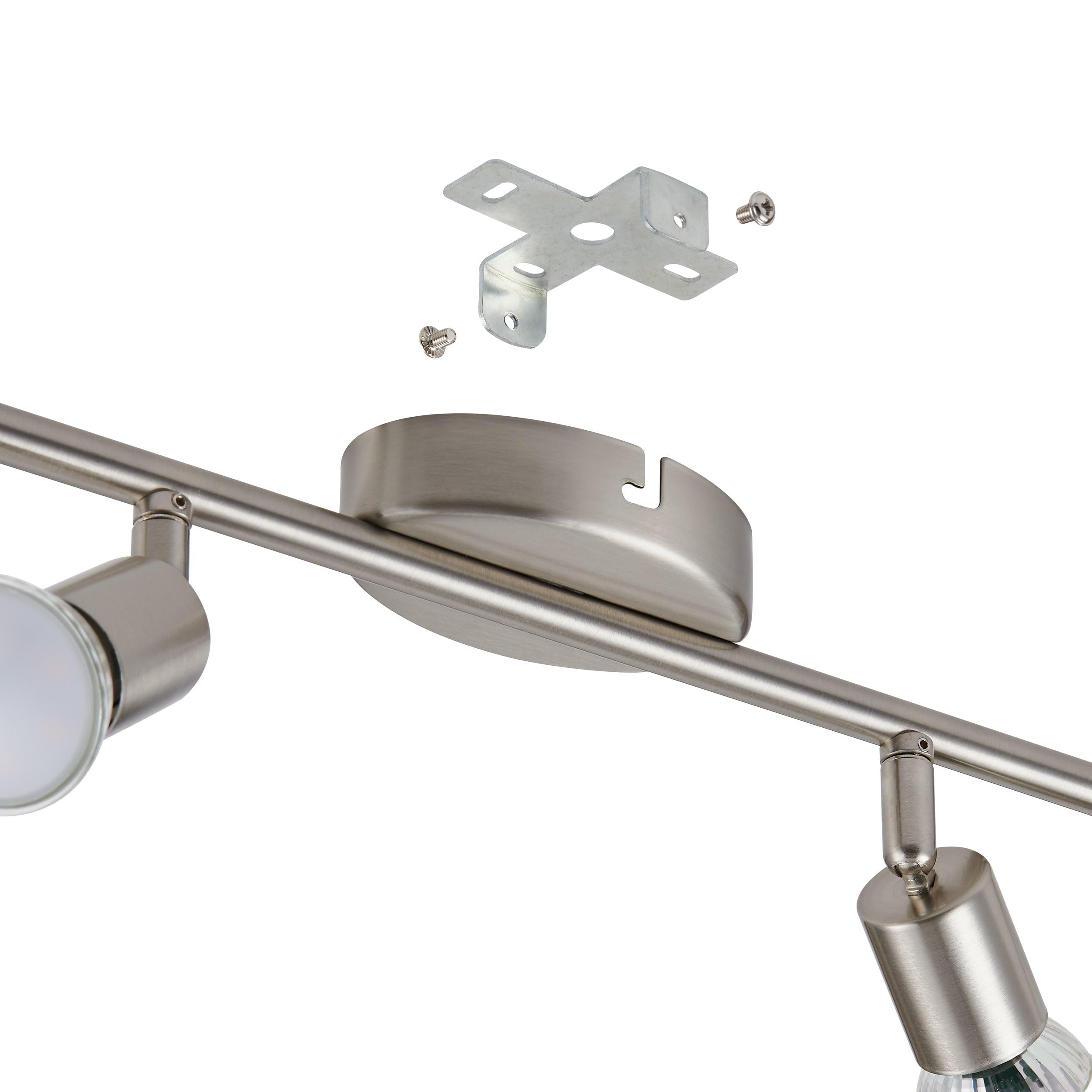 Eglo LED Plafoniera Buzz-LED, lampada da soffitto 4 fiamme, faretti | da soffitto in metallo nichel opaco, lampada per soggiorno, cucina, spot con lampadine GU10, luce calda, L 68,5 cm