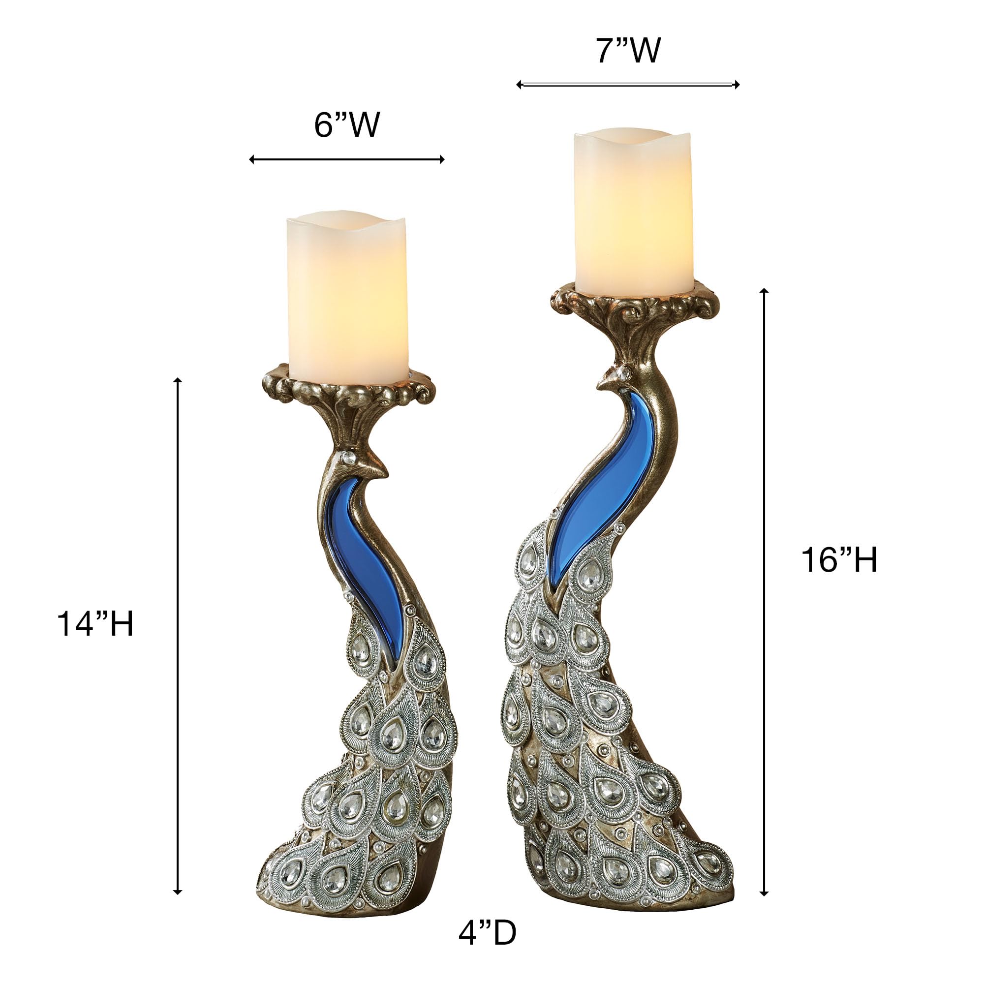 Peacock Candleholder Pair | Table Candle Holder | Centerpiece Decor for Bedroom, Living Room, Kitchen, Dining