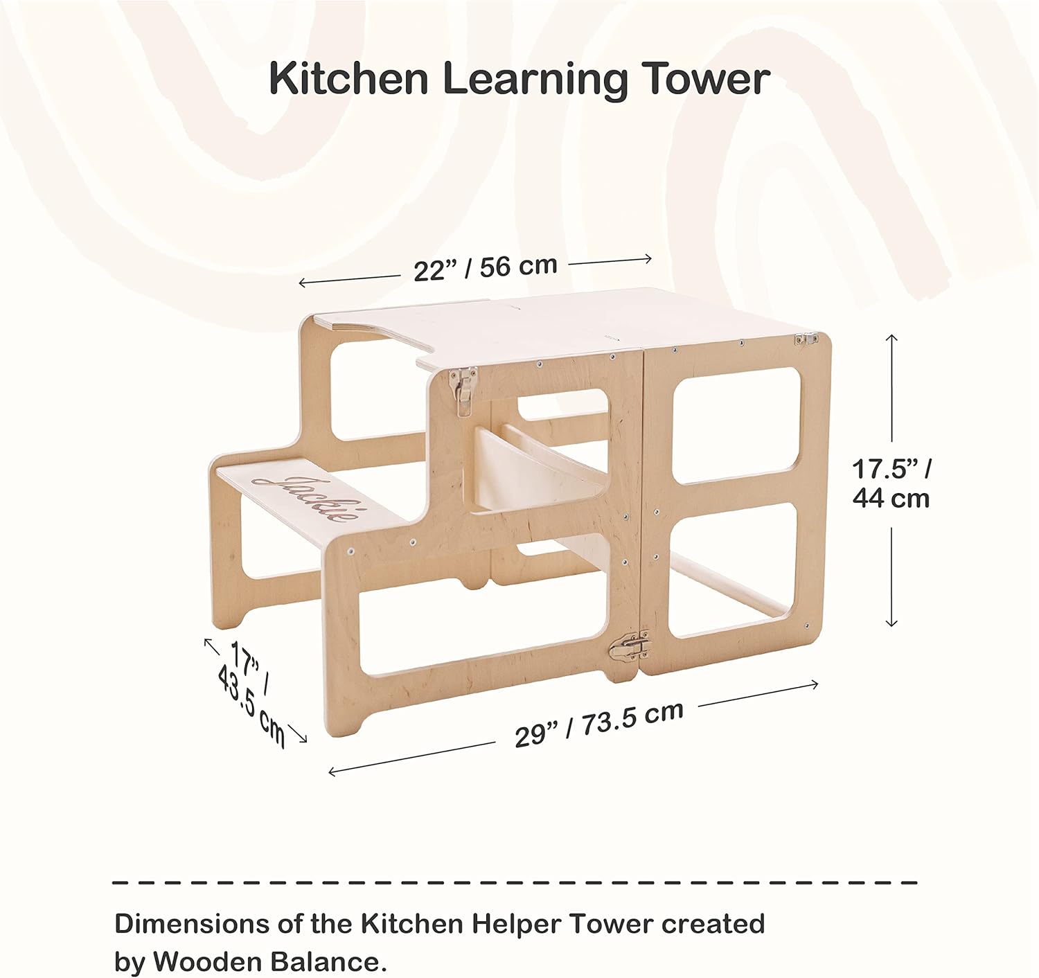 Kitchen Tower, Toddler Tower, Montessori Kitchen Tower, Kitchen Stool, Montessori Furniture, Activity Tower (Natural Wood, With Extra Chair)