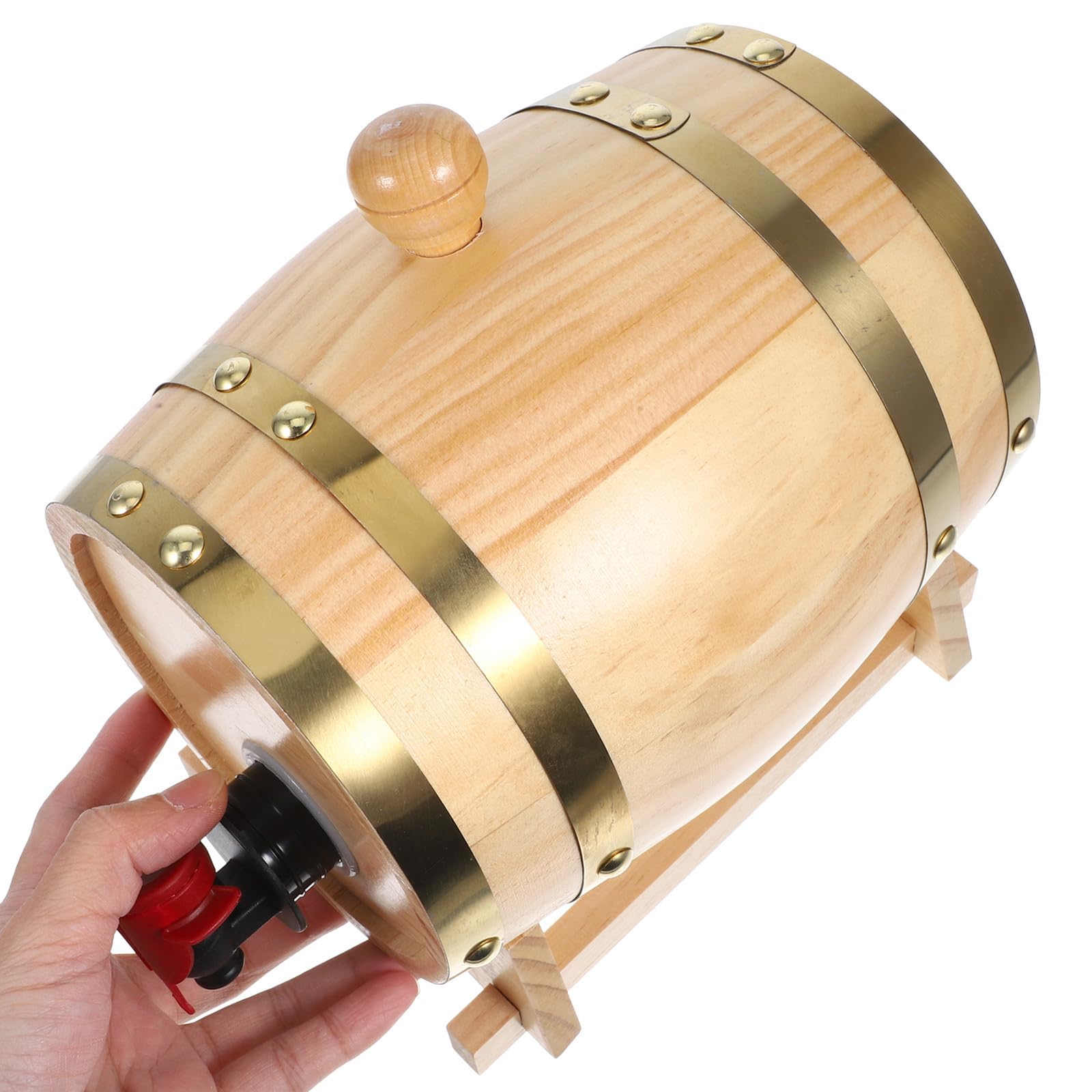 Barril de Madera de Pino 0, 8 L Grifo y Soporte Retro