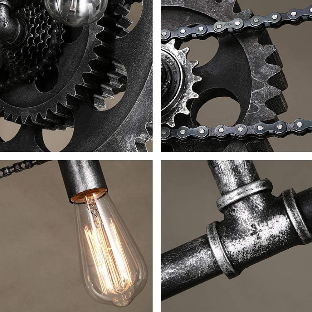 Pipas de agua Araña de araña de hierro forjado, lámparas colgantes de equipo de madera industrial creativa vintage Bar de restaurante Drop Flight de 6 luces American Retro Metal Luces colgantes
