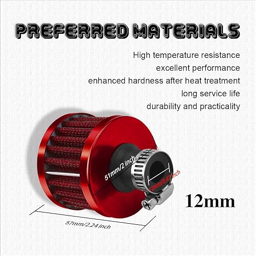 Miniatura 2 de Filtro de aire de 0.472 pulgadas (0.472 in), filtro de aire de motor pequeño, mini cono universal de motor filtro de entrada de aire limpio en frío,