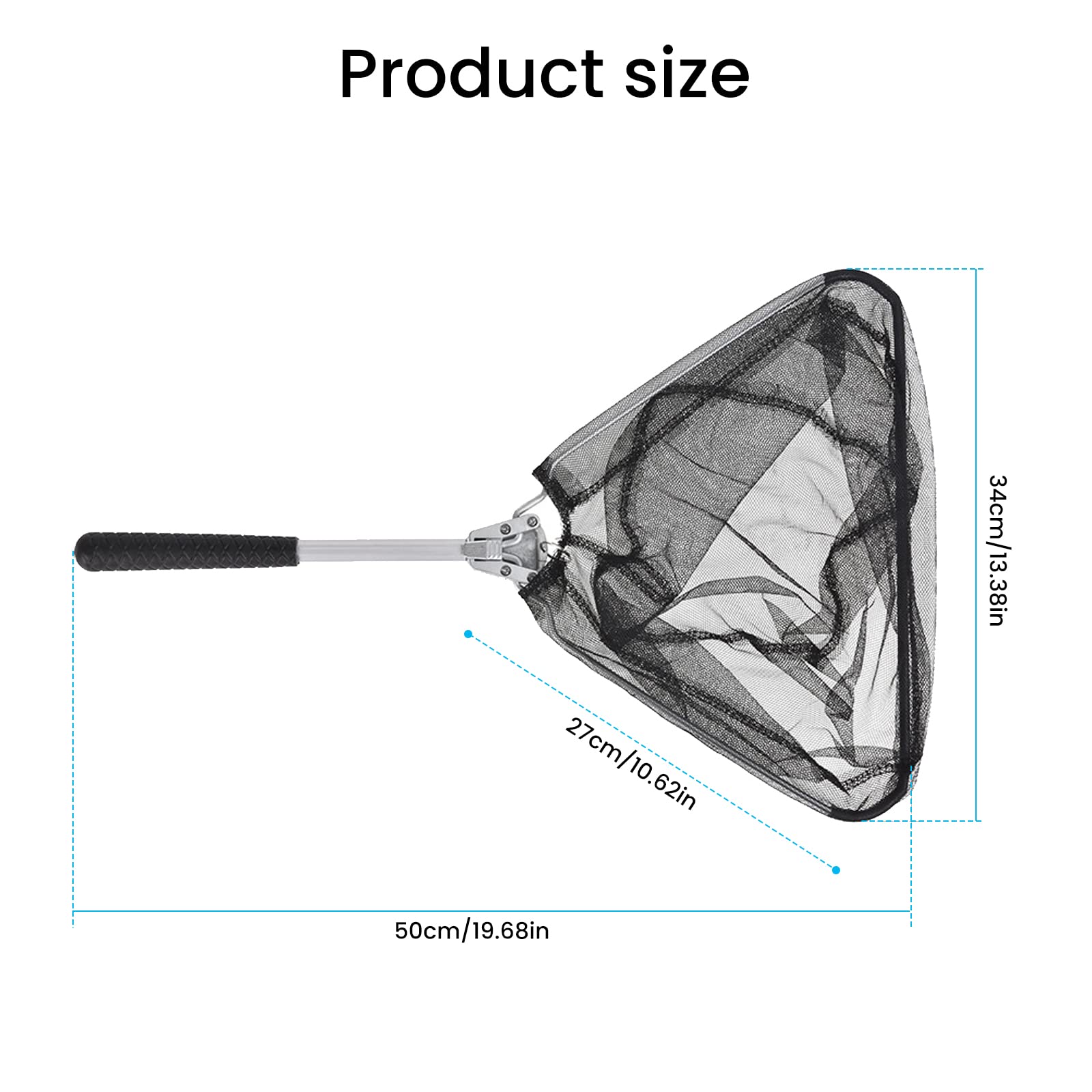 Aicharynic Retino da Pesca: 50 cm, Telescopico, Pieghevole, per Crap, Trote, Barca e Oceano, Nero, Alluminio e Nylon
