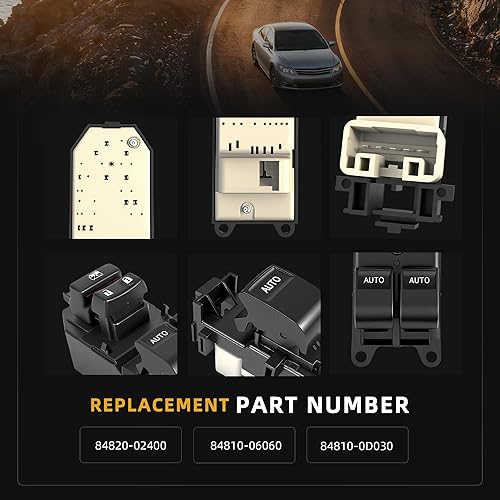 Miniatura 4 de Interruptor de ventana eléctrico maestro con luz LED azul, para Toyota Tundra 2007-2021, botón del panel de control del interruptor con
